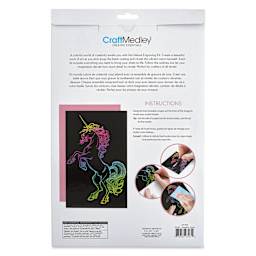 Craft Medley Deluxe Engraving Kit - Holographic Unicorn, back of the packaging