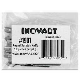 Inovart Skratch N' Sketch Scratch Knives - Round, Pkg of 12, front of the packaging