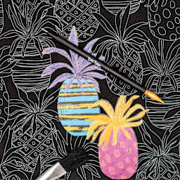 Brea Reese Scratch Art Kit - Tropical close-up of design and tools