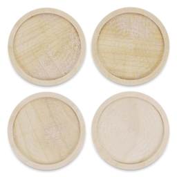 Leisure Arts Welled Wood Surface Coasters - Pkg of 4, Circle, 4"