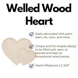 Leisure Arts Large Welled Wood Surface - Hearts, 11.3" x 9" - features