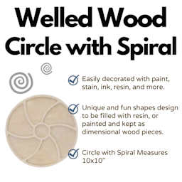 Leisure Arts Large Welled Wood Surface - Circle w/ Spiral, 10" Dia. - features