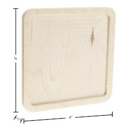 Leisure Arts Welled Wood Surface Coasters - Square, 4" - dimensions