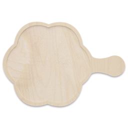 Leisure Arts Large Welled Wood Surface - Round Scallop w/ Handle, 12.8" x 10"