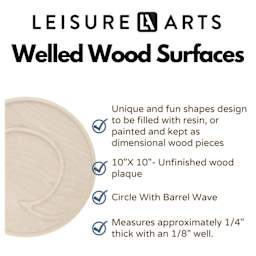 Leisure Arts Large Welled Wood Surface - Circle w/ Barrel Wave, 10" Dia. - features