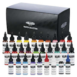 Dynamic Color Tattoo Ink - Set of 31, Master Collection, 1 oz bottles, packaging and contents
