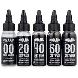 Dynamic Color Tattoo Ink - Set of 5, Greywash Set, 1 oz bottles, contents