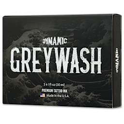 Dynamic Color Tattoo Ink - Set of 5, Greywash Set, 1 oz bottles, packaging
