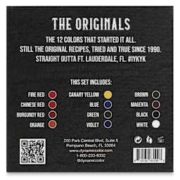 Dynamic Color Tattoo Ink - Set of 12, OG Set, 1 oz bottles, back of packaging
