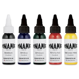 Dynamic Color Tattoo Ink - Set of 5, Traditional Set, 1 oz bottles, contents