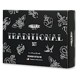 Dynamic Color Tattoo Ink - Set of 5, Traditional Set, 1 oz bottles, packaging