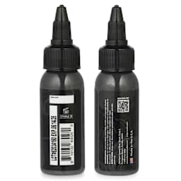 Dynamic Color Tattoo Ink - Ultra Dark Grey, 1 oz bottle, sides of bottle
