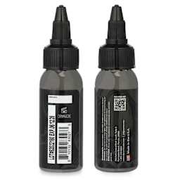 Dynamic Color Tattoo Ink - Dark Grey, 1 oz bottle, sides of bottle
