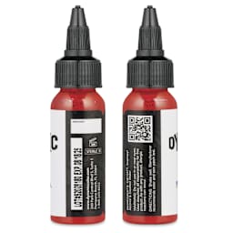 Dynamic Color Tattoo Ink - Fire Red, 1 oz bottle, sides of bottle