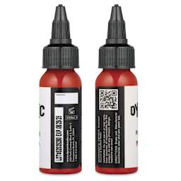 Dynamic Color Tattoo Ink - Chinese Red, 1 oz bottle, sides of bottle