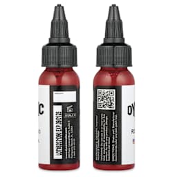 Dynamic Color Tattoo Ink - Burgundy Red, 1 oz bottle, sides of bottle