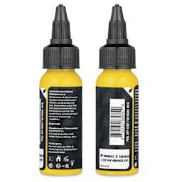 Dynamic Color Tattoo Ink - Highlighter Yellow, 1 oz bottle, sides of bottle