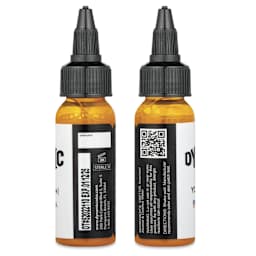 Dynamic Color Tattoo Ink - Golden Yellow, 1 oz bottle, sides of bottle