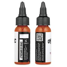 Dynamic Color Tattoo Ink - Orange, 1 oz bottle, sides of bottle