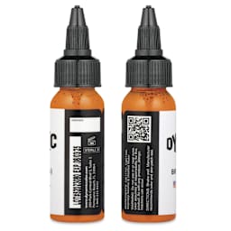 Dynamic Color Tattoo Ink - Bright Orange, 1 oz bottle, sides of bottle
