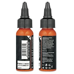 Dynamic Color Tattoo Ink - Carrot Orange, 1 oz bottle, sides of bottle