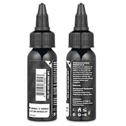 Dynamic Color Tattoo Ink - Dark Blue, 1 oz bottle, sides of bottle