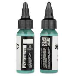 Dynamic Color Tattoo Ink - Turquoise, 1 oz bottle, sides of bottle