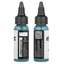 Dynamic Color Tattoo Ink - Teal, 1 oz bottle, sides of bottle