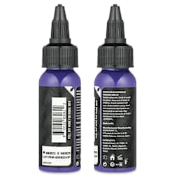 Dynamic Color Tattoo Ink - Purple, 1 oz bottle, sides of bottle