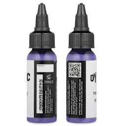 Dynamic Color Tattoo Ink - Tropical Purple, 1 oz bottle, sides of bottle