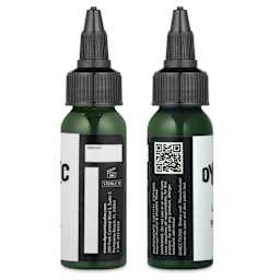 Dynamic Color Tattoo Ink - Leaf Green, 1 oz bottle, sides of bottle