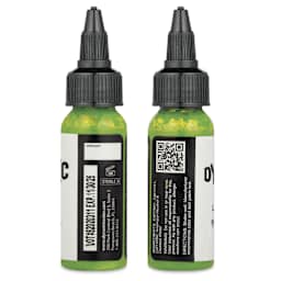 Dynamic Color Tattoo Ink - Lime Green, 1 oz bottle, sides of bottle