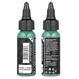 Dynamic Color Tattoo Ink - Emerald Green, 1 oz bottle, sides of bottle