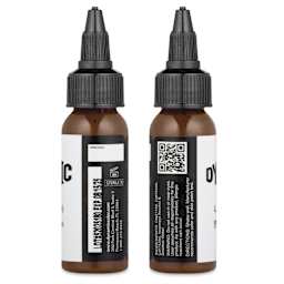 Dynamic Color Tattoo Ink - Light Brown, 1 oz bottle, sides of bottle