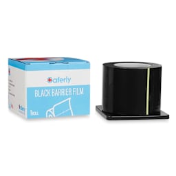 Saferly Medical Barrier Film - Black, 4" x 6", Pkg of 1200, next to packaging