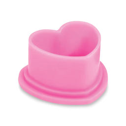 Saferly Heart Shaped Ink Cups - Pink, Large, Pkg of 500, single cup out of packaging