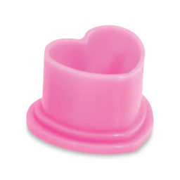 Saferly Heart Shaped Ink Cups - Pink, Medium, Pkg of 500, single cup, close-up