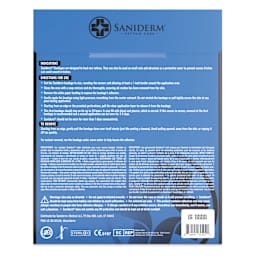 Saniderm Original Tattoo Bandage - Gloss, 6" x 8", Pkg of 3, back of packaging