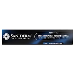 Saniderm Flex Tattoo Bandage - Matte, 10-1/5" x 2 yds, front of packaging