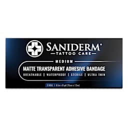 Saniderm Flex Tattoo Bandage - Matte, 6" x 8 yds, front of packaging