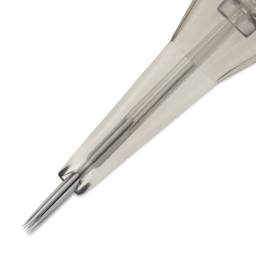 Peak Quartz Round Shader Short Taper Tattoo Needle Cartridges - #12, 7 Needles, Pkg of 20, close-up of needle