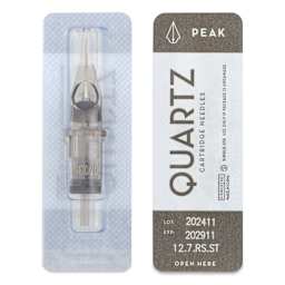 Peak Quartz Round Shader Short Taper Tattoo Needle Cartridges - #12, 7 Needles, Pkg of 20, single needle packaging