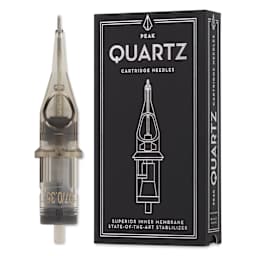 Peak Quartz Round Shader Short Taper Tattoo Needle Cartridges - #12, 7 Needles, Pkg of 20, needle and packaging