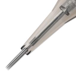 Peak Quartz Round Shader Short Taper Tattoo Needle Cartridges - #12, 9 Needles, Pkg of 20, close-up of needle