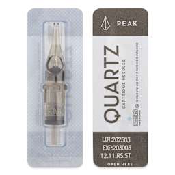 Peak Quartz Round Shader Short Taper Tattoo Needle Cartridges - #12, 11 Needles, Pkg of 20, single needle packaging