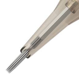 Peak Quartz Round Shader Short Taper Tattoo Needle Cartridges - #12, 14 Needles, Pkg of 20, close-up of needle