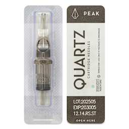 Peak Quartz Round Shader Short Taper Tattoo Needle Cartridges - #12, 14 Needles, Pkg of 20, single needle packaging