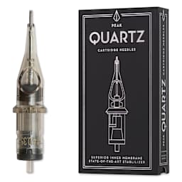 Peak Quartz Round Shader Short Taper Tattoo Needle Cartridges - #12, 14 Needles, Pkg of 20, needle and packaging