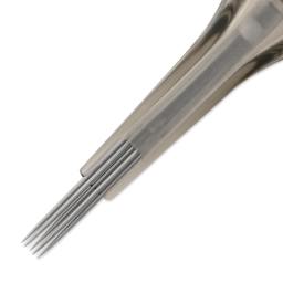 Peak Quartz Magnum Medium Taper Tattoo Needle Cartridges - #12, 5 Needles, Pkg of 20, close-up of needle