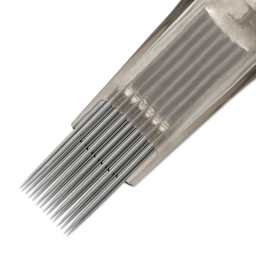 Peak Quartz Magnum Medium Taper Tattoo Needle Cartridges - #12, 15 Needles, Pkg of 20, close-up of needle